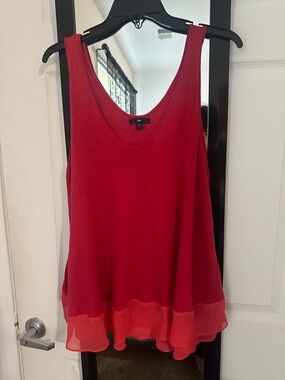 GAP Red Chiffon-Hem Sleeveless Tank
